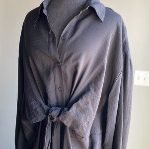 H&M Black Shirt Dress Tie-front Large